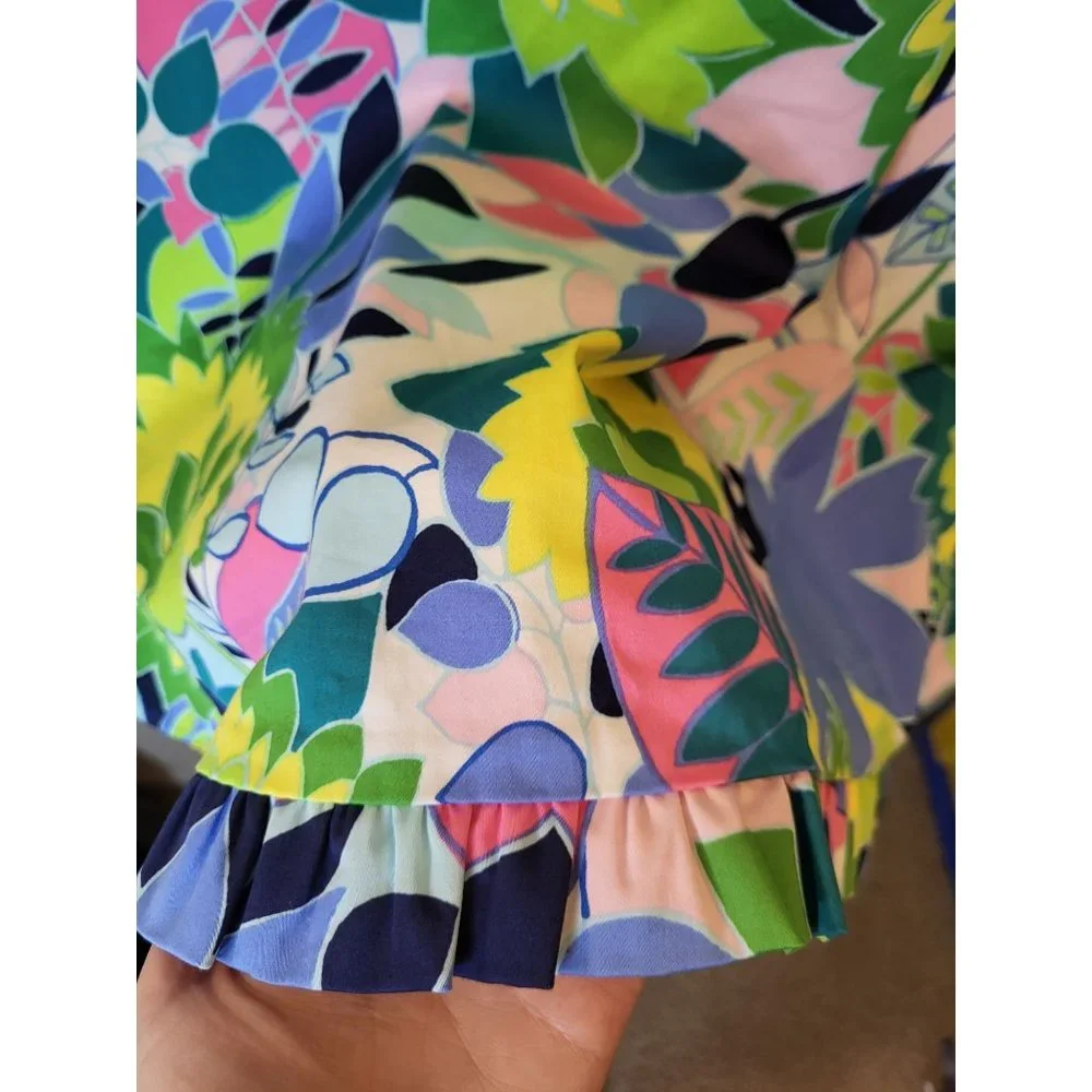 Talbots Bright Colorful Sleeveless Floral Sheath Ruffle Dress, 22W, Vacation Bea - Picture 6 of 7